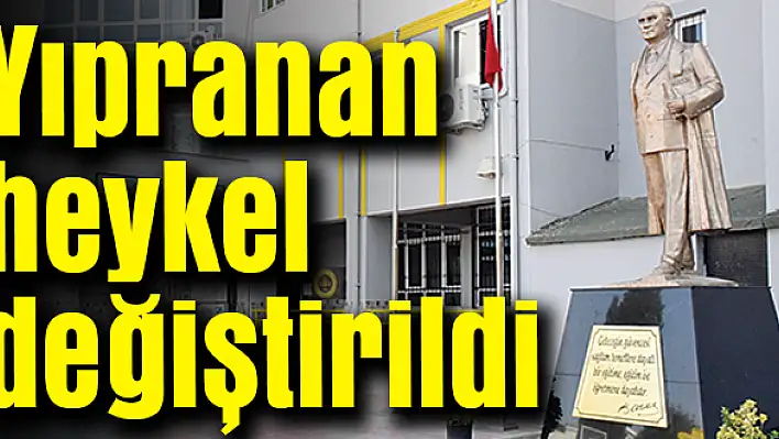 Yıpranan heykeli Torbalı Belediyesi değiştirdi